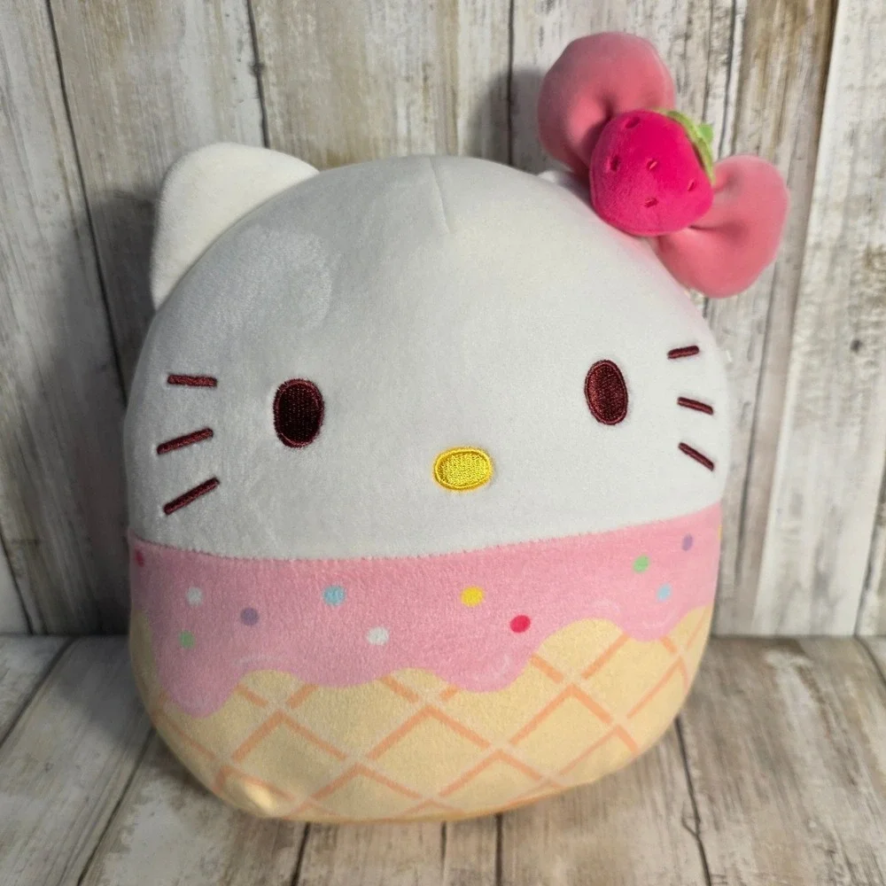 Squishmallows Sanrio Hello Kitty Ice Cream Cone Plush 12 Inch Pink White 2023